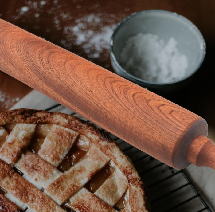 Mahogany rolling pin (1 pc), dual-handle design for easy rolling - Image 2
