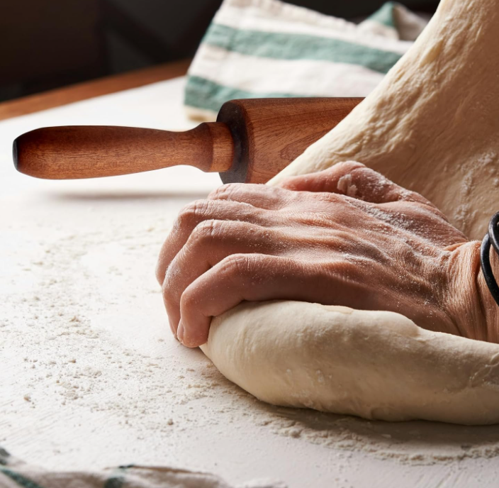 Mahogany rolling pin (1 pc), dual-handle design for easy rolling