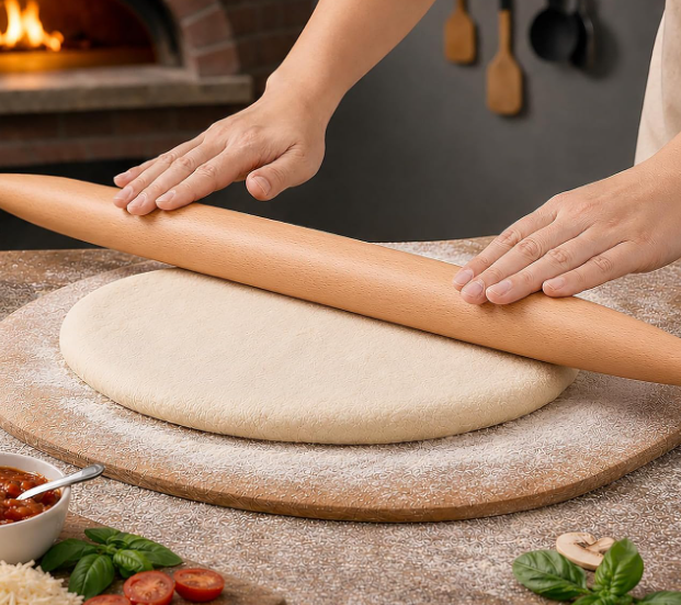 Beechwood French-style rolling pin (1 pc), tapered design suitable for pizza, pie crusts, and cookies - Image 2