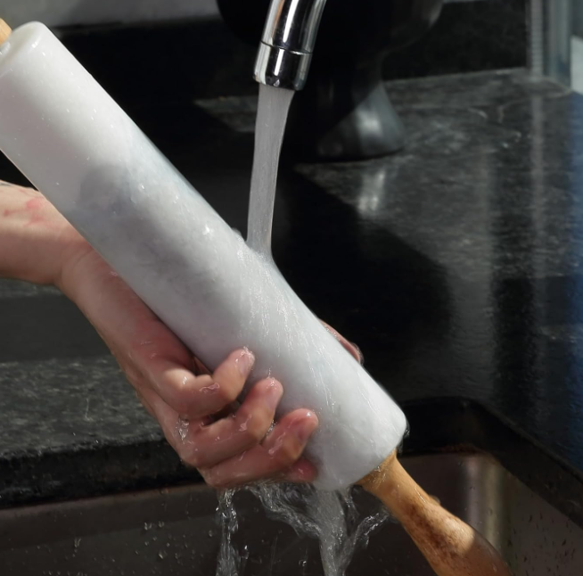 Marble rolling pin (1 pc), with a smooth stone surface suitable for pasta and pastry making - Image 2