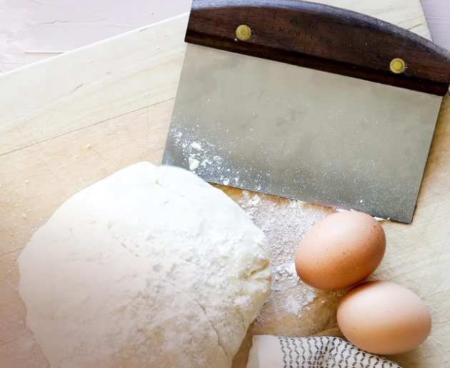 Stainless Steel Dough Scraper and Slotted Turner Set with Wooden Handles