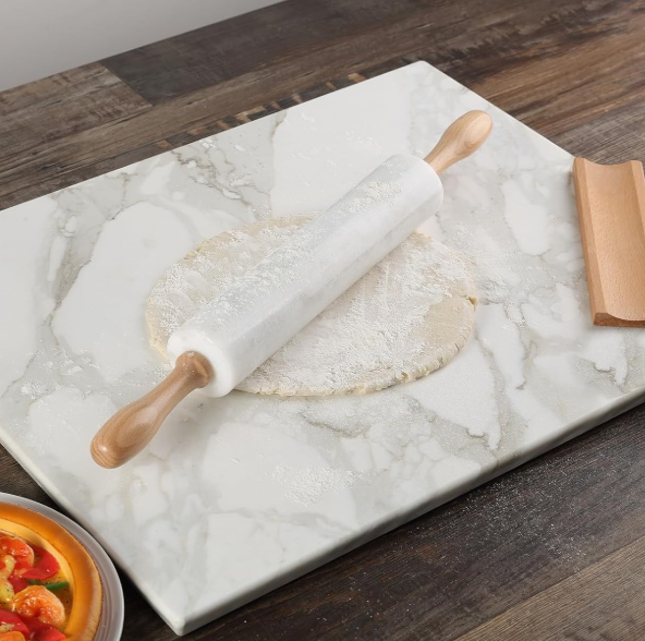 Marble rolling pin (1 pc), with a smooth stone surface suitable for pasta and pastry making
