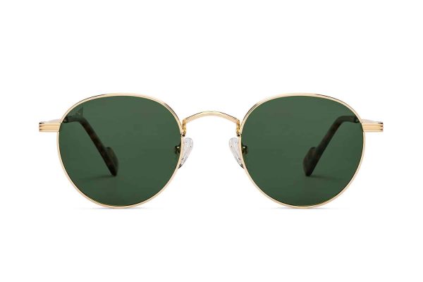 Gold & Green Full Rim Round Sunglasses