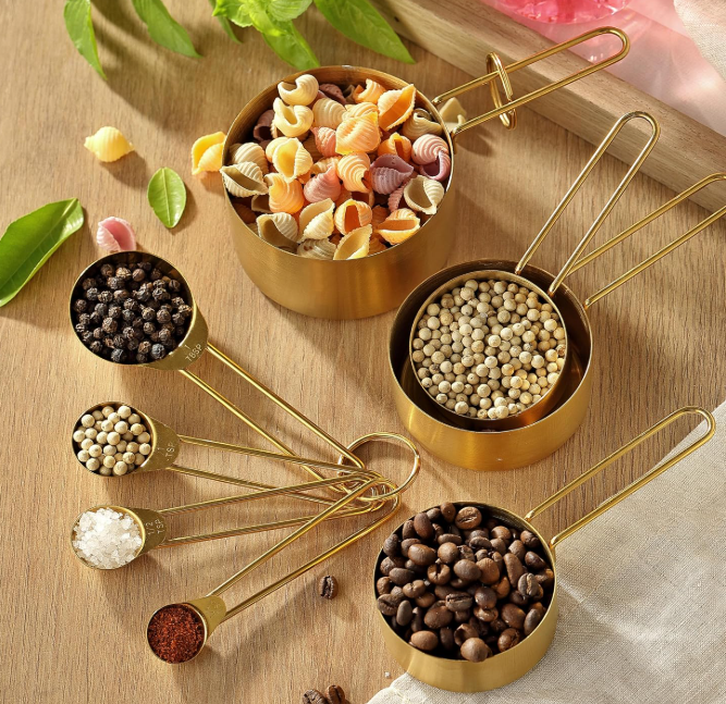 8-Piece Gold Stainless Steel Measuring Cup Set