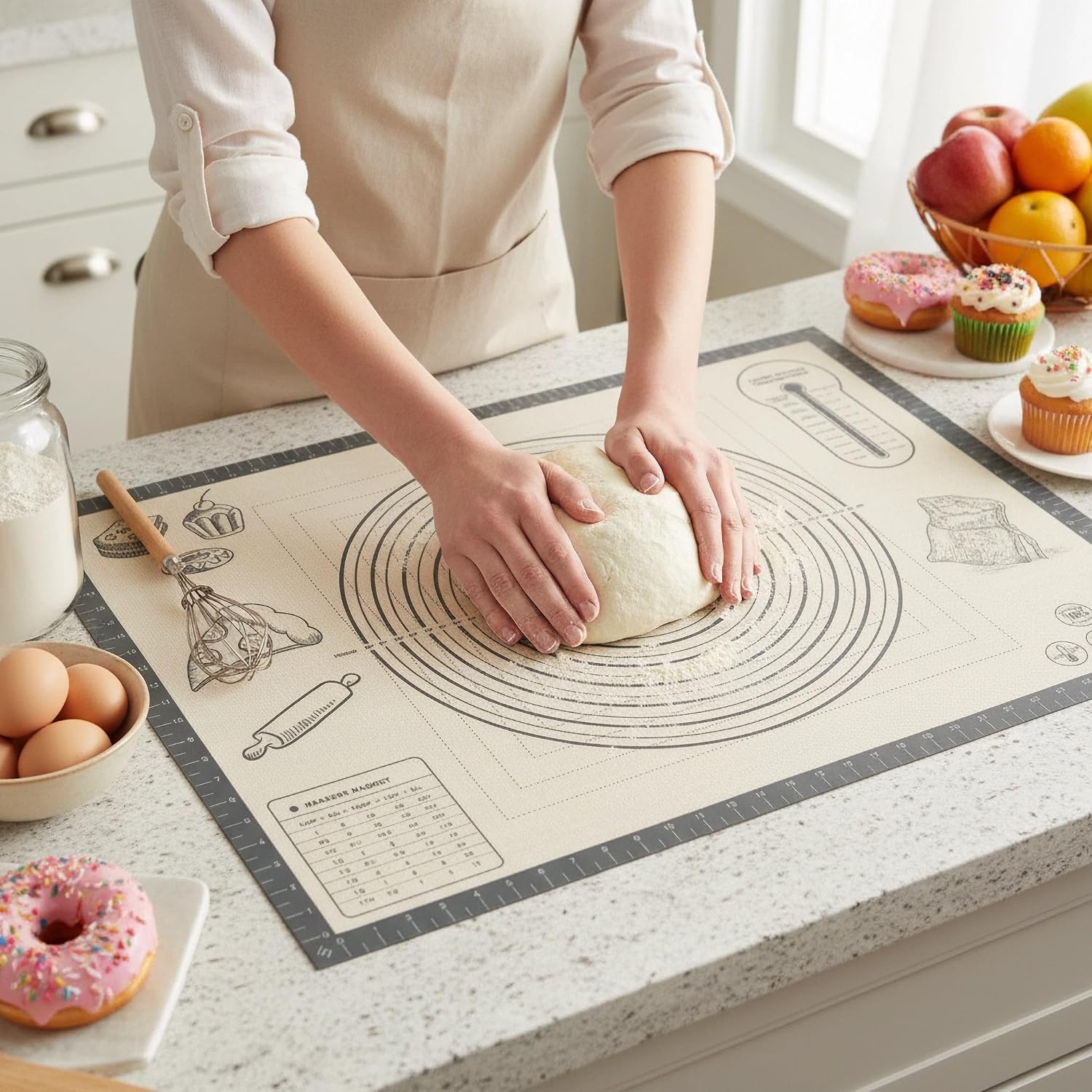 Thickened Silicone Kneading Mat with Spill-Proof Edges